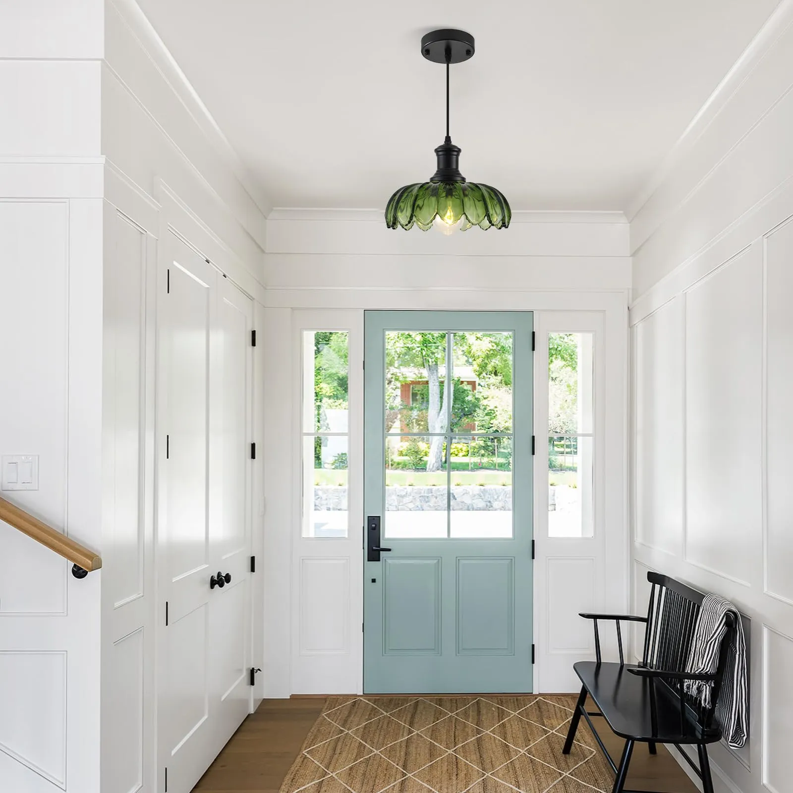 Green Vintage Pendant Light Fixture for Dining Room - Image 3