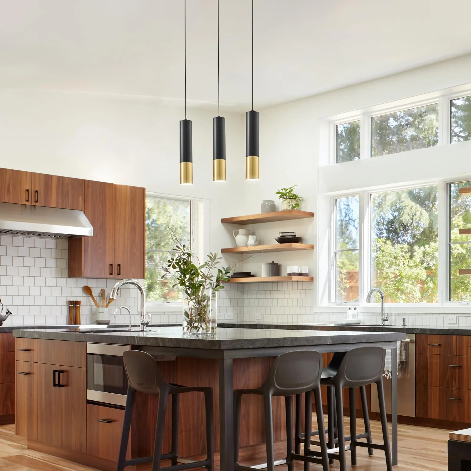 Black and Gold Modern Pendant Light 4000K 3-Pack - Image 4
