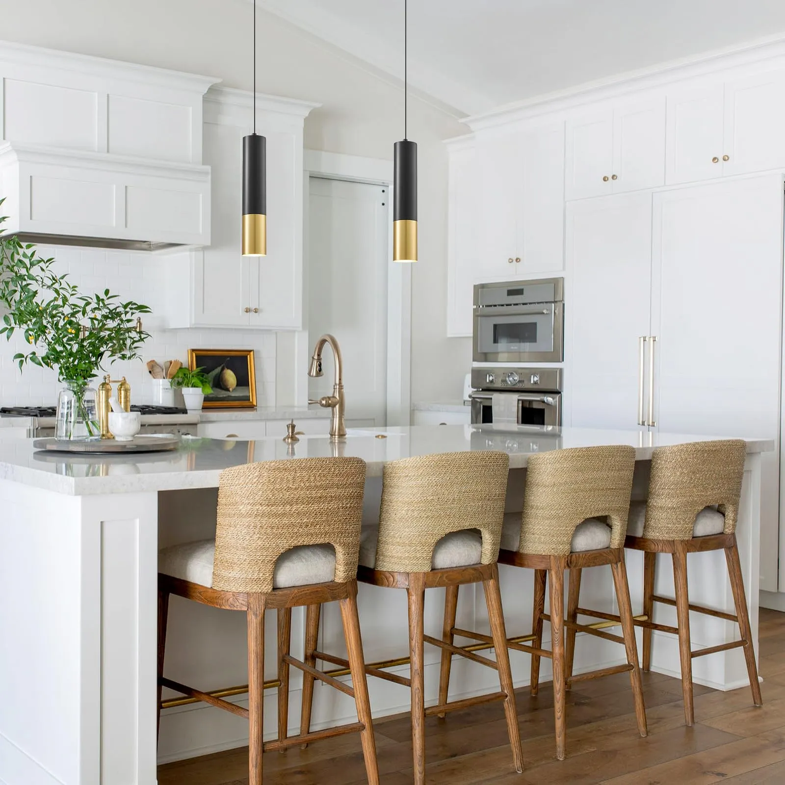Black and Gold Modern Pendant Light 4000K 2-Pack - Image 5