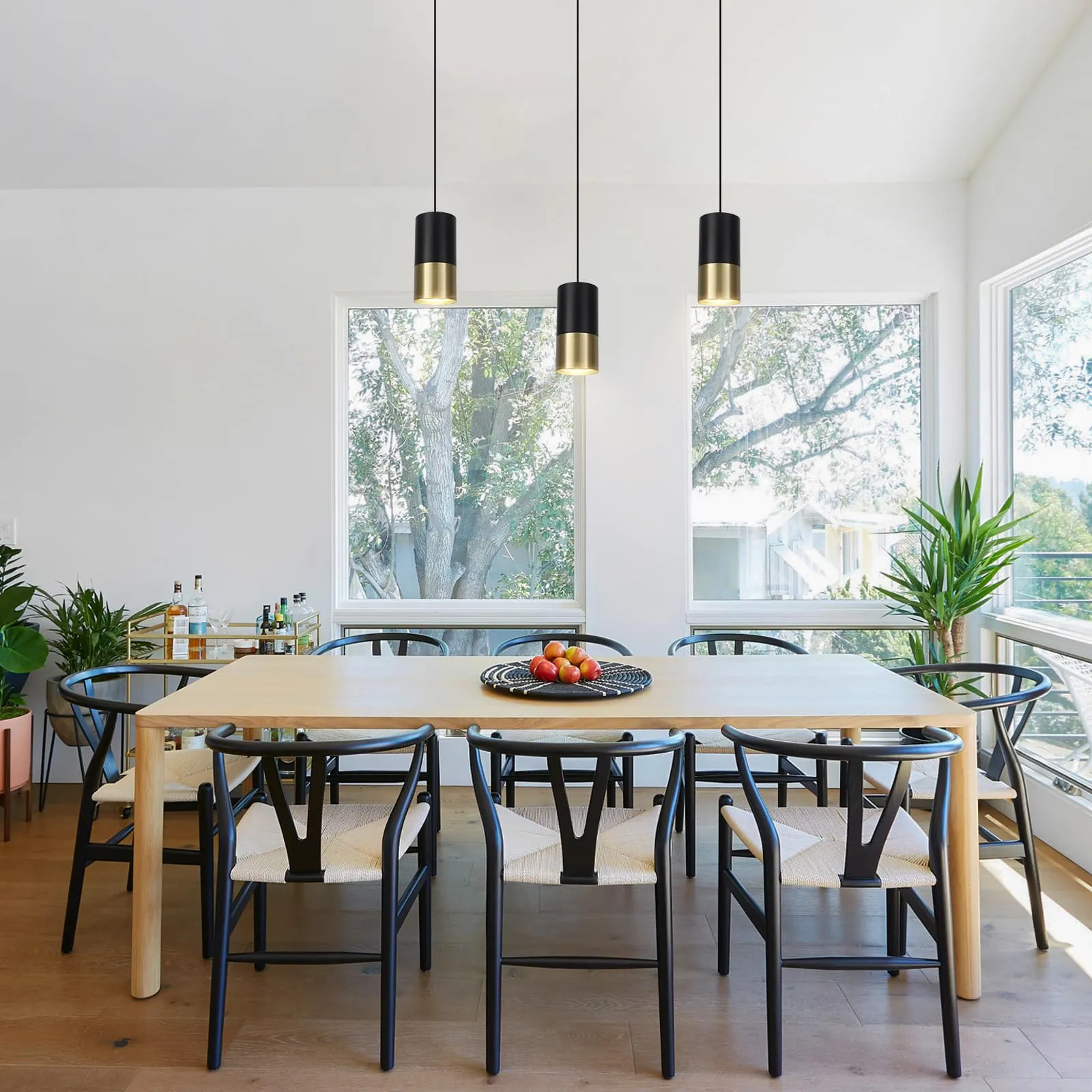 Black and Gold Small Modern Pendant Light 4000K 3-Pack - Image 3