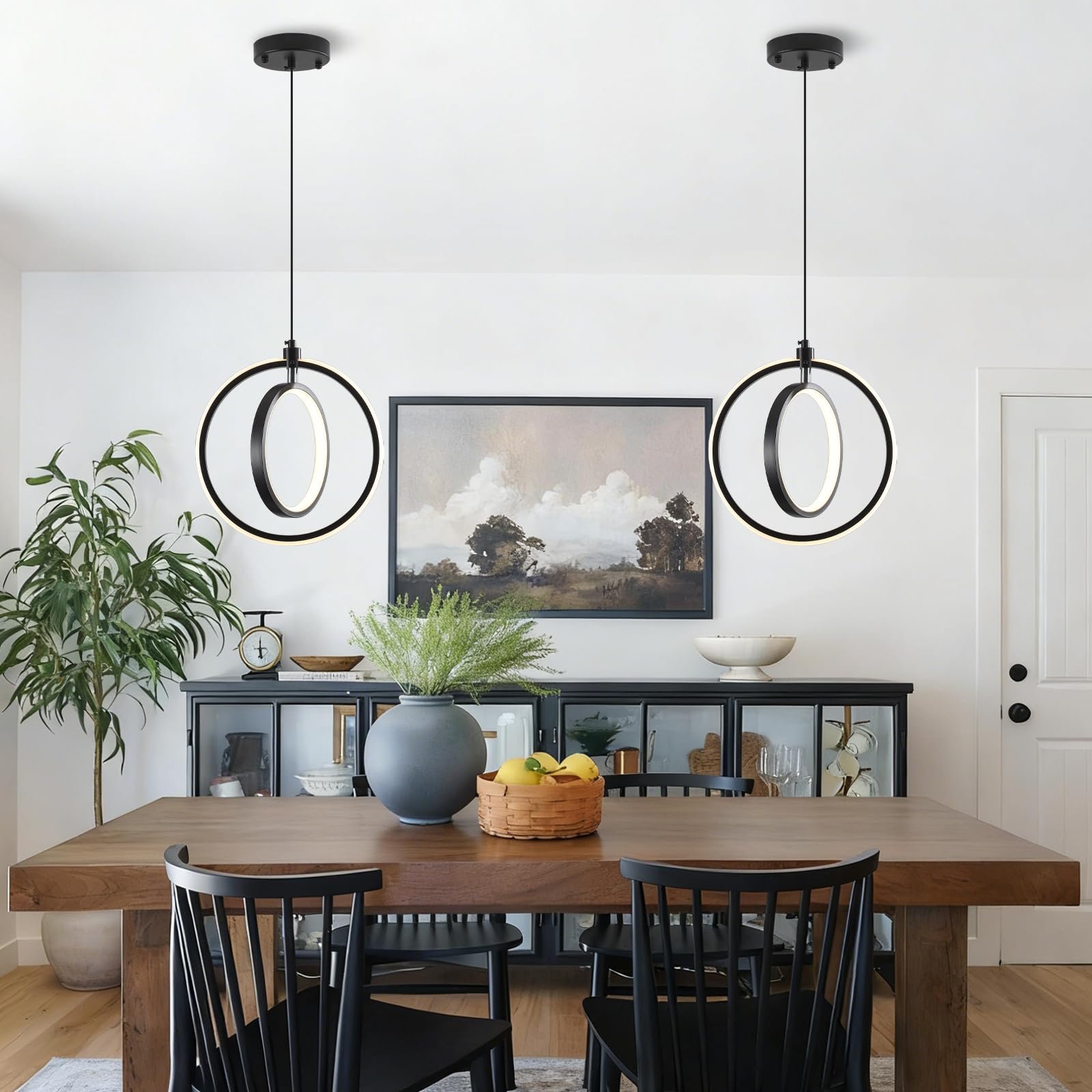 Modern LED Ring Pendant Light 3000K 2-Pack - Image 3