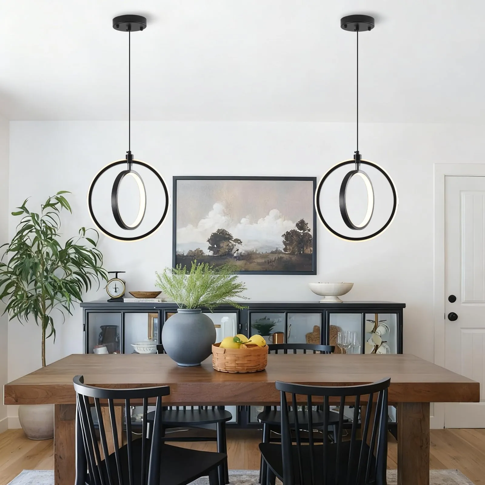 Modern LED Ring Pendant Light 3000K 2-Pack - Image 3