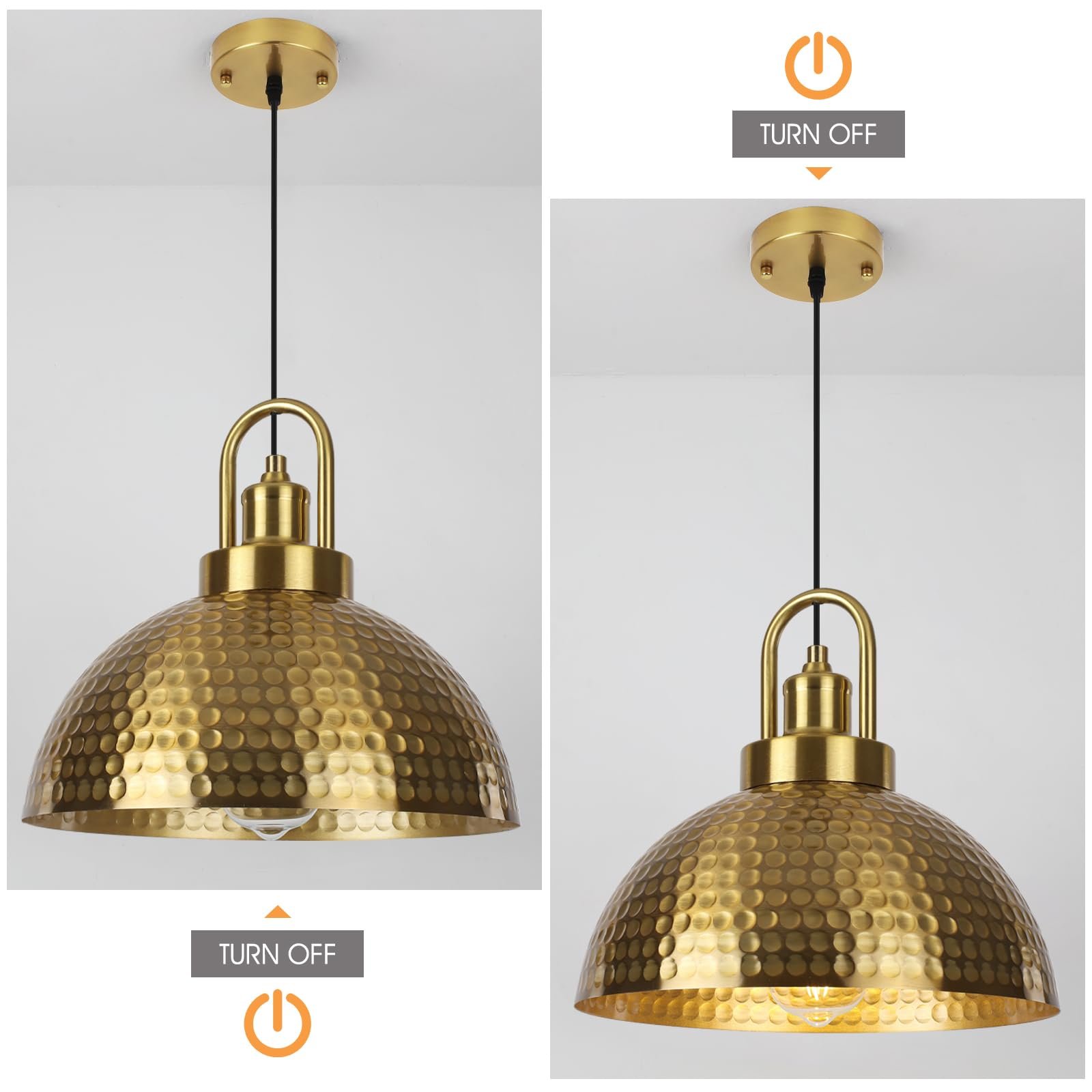 Gold Hammered Pendant Light 11.8" 2-Pack - Image 6