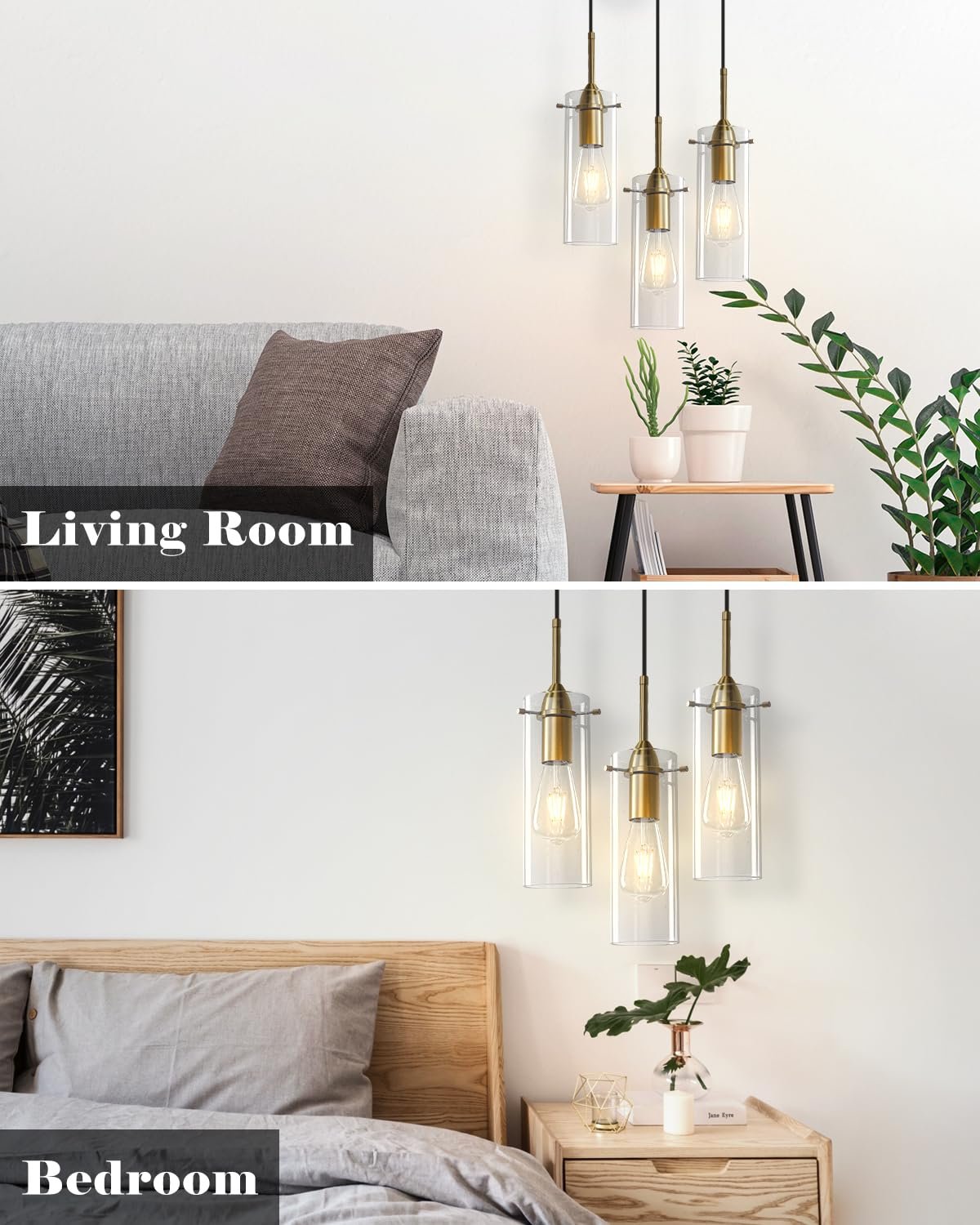 Gold Modern Blown Glass Pendant Light 2-Pack - Image 4