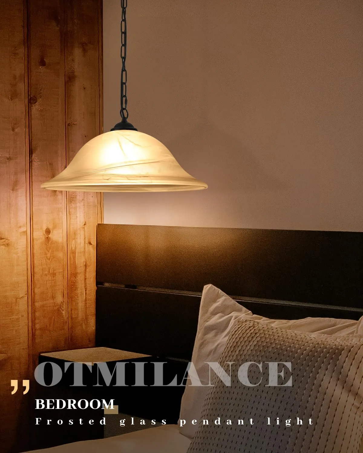 Black Oversized Frosted Glass Pendant Light 16" with Chain - Image 7