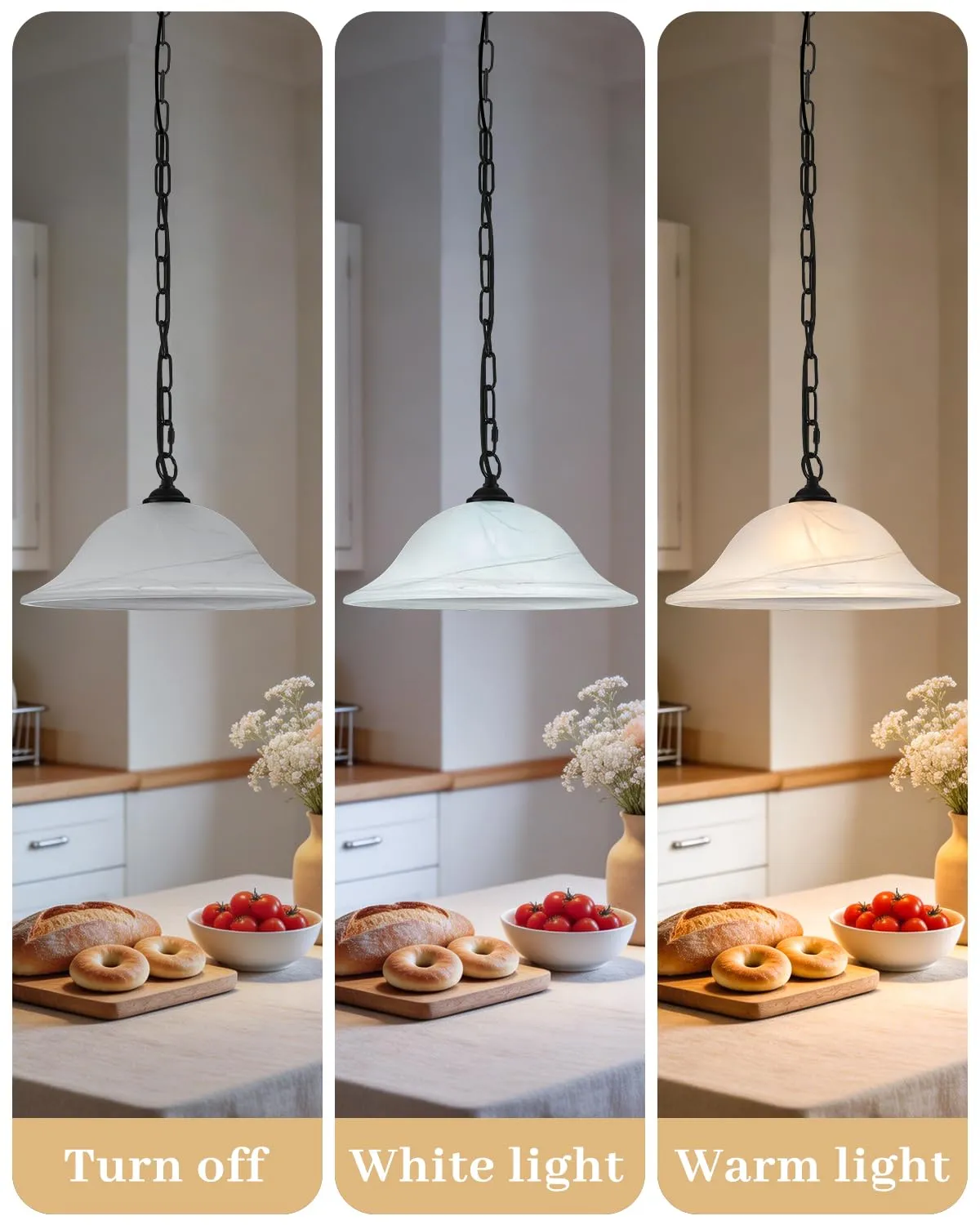 Black Farmhouse Milk Glass Pendant Light 16" with Chain - Image 4