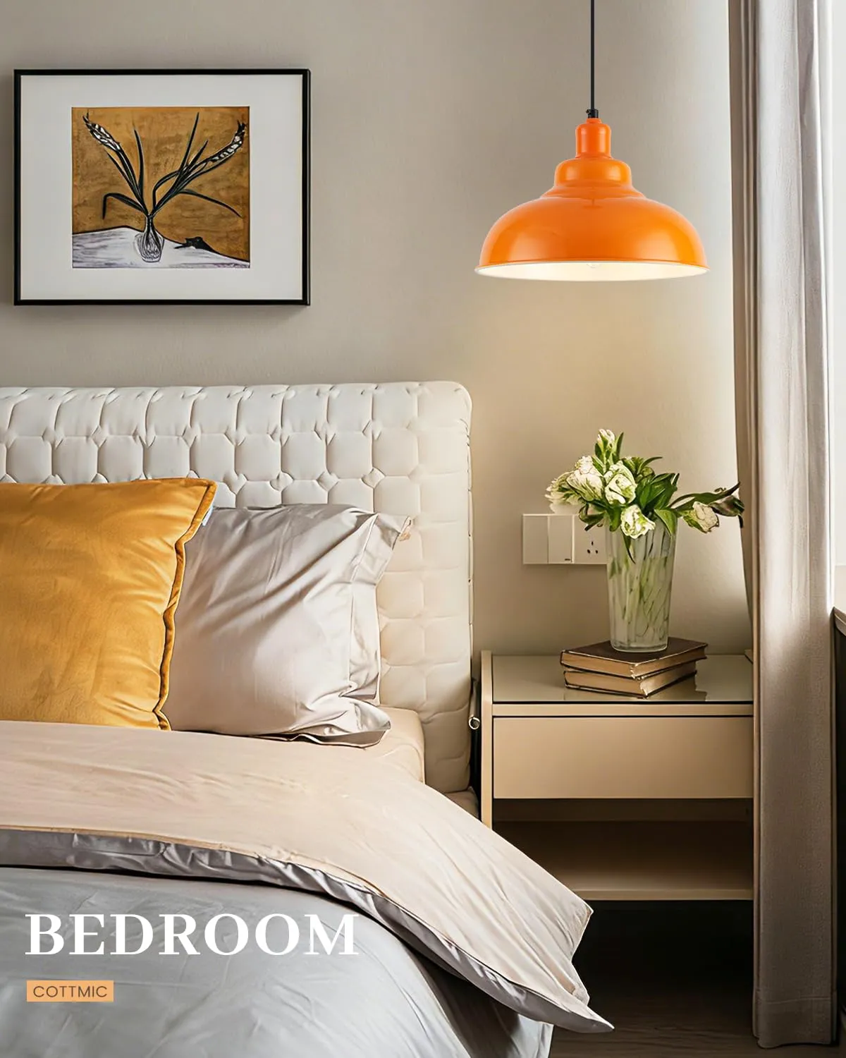11.4" Orange Dome Farmhouse Industrial Pendant Light 3-Pack - Image 3