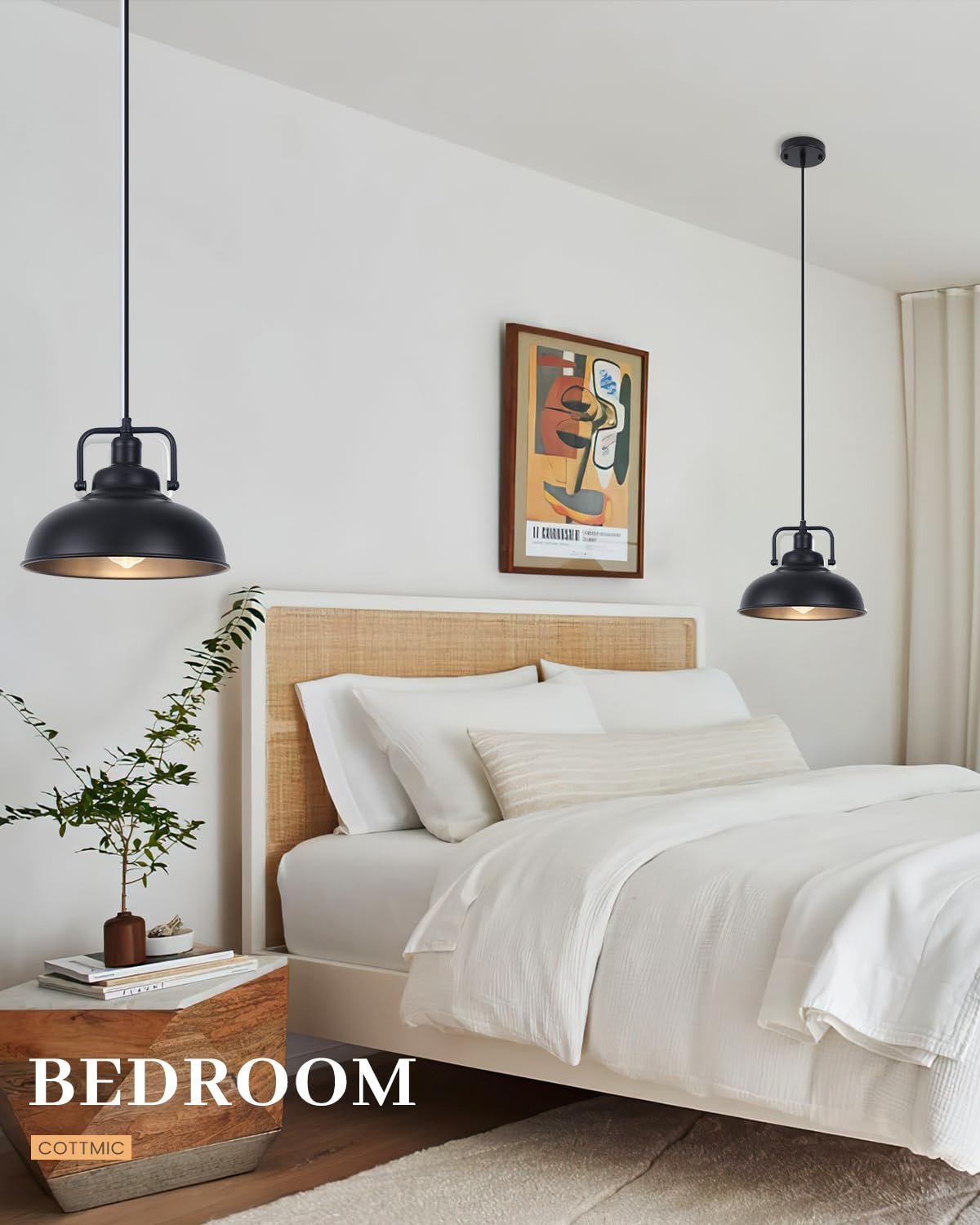 11.4" Black Vintage Farmhouse Pendant Light 2-Pack - Image 5