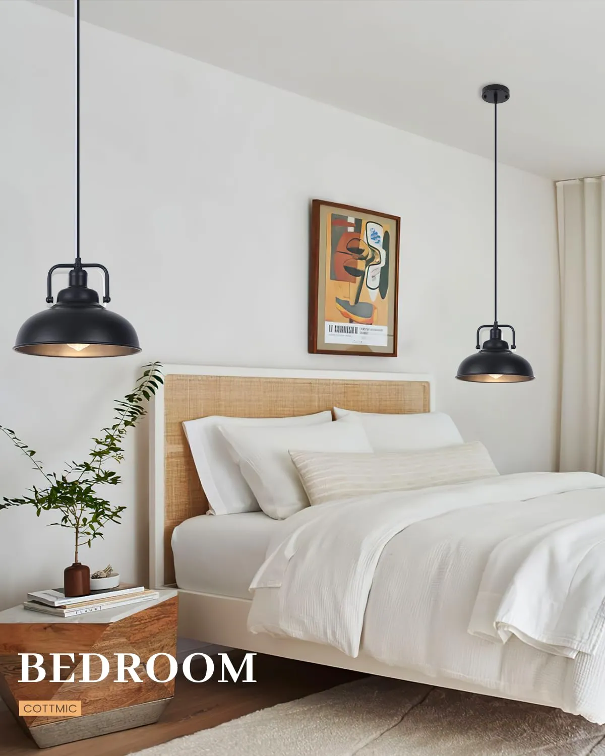 11.4" Black Vintage Farmhouse Pendant Light 2-Pack - Image 5