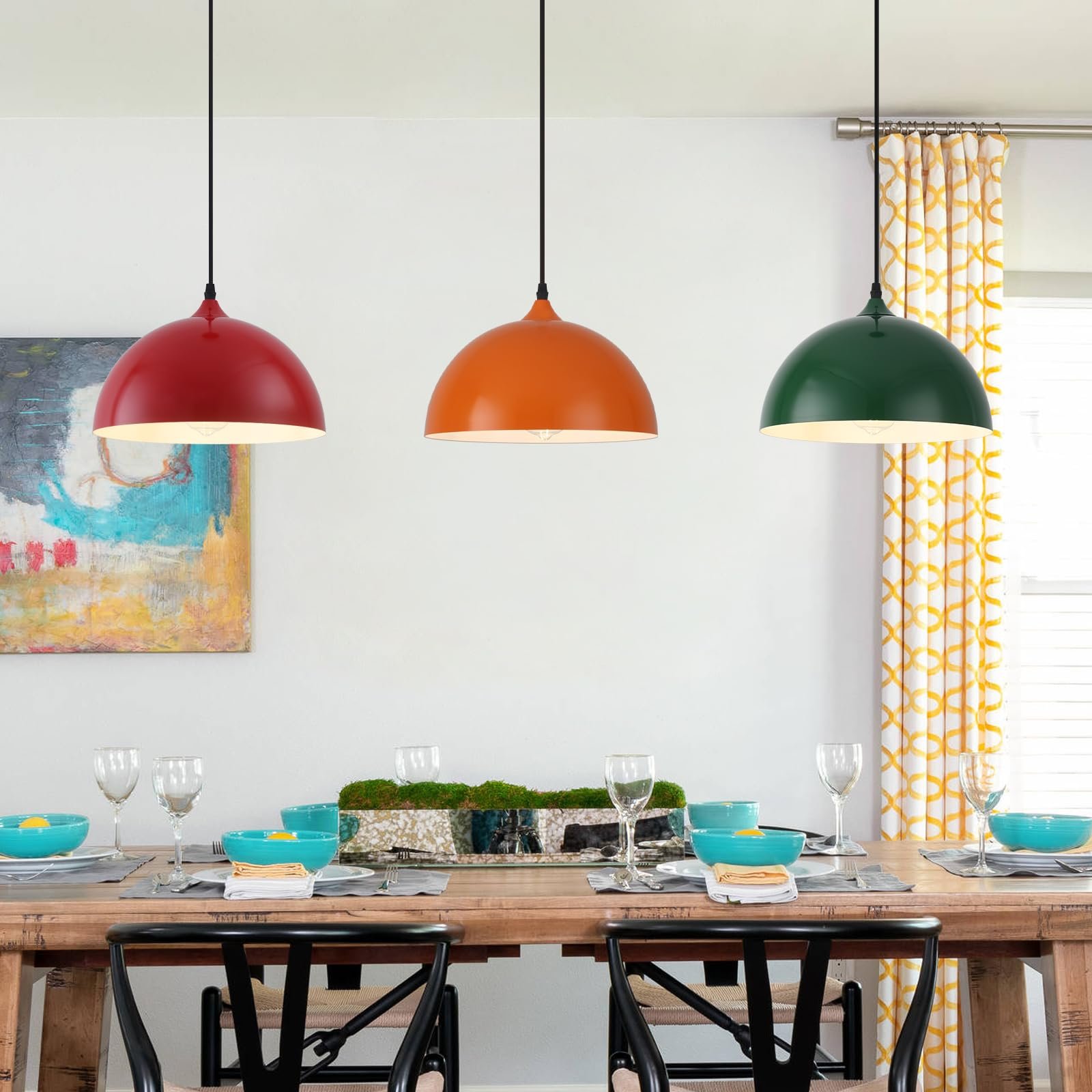 11.8" Colorful Dome Modern Pendant Light 3-Pack - Image 4