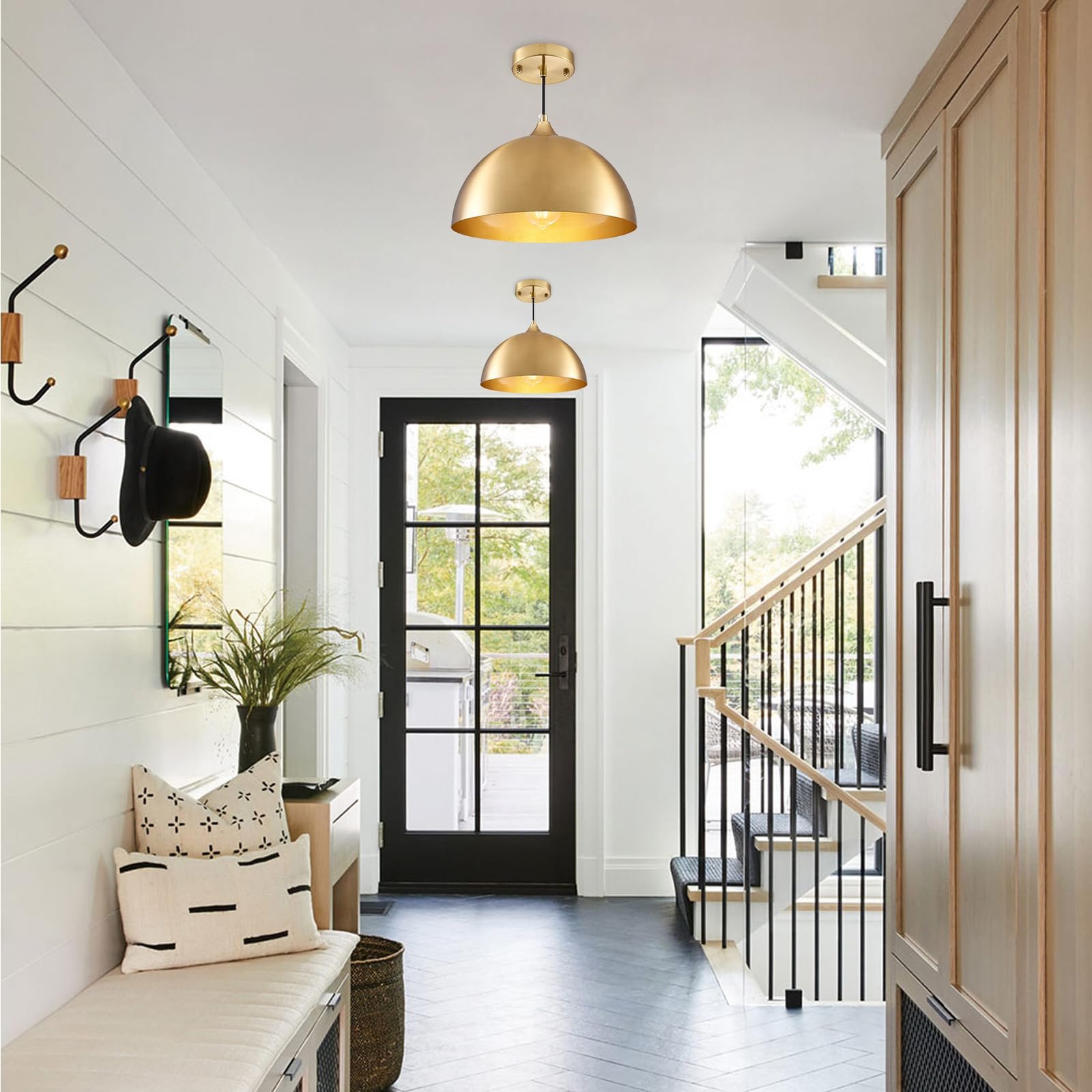 11.8" Gold Modern Farmhouse Pendant Light 2-Pack - Image 5