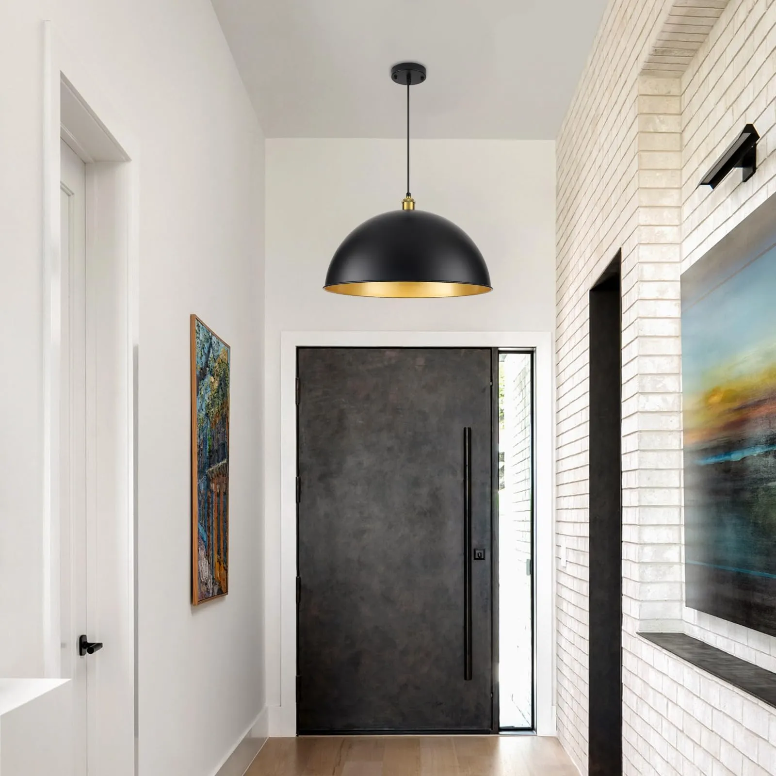 20" Black Vintage Large Farmhouse Pendant Light 2-Pack - Image 6