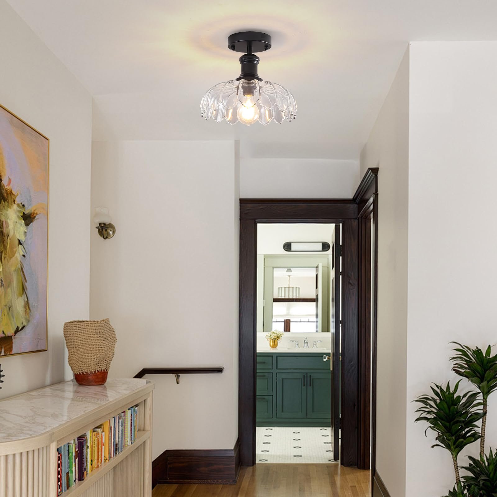 Vintage Farmhouse Flower Semi Flush Mount Ceiling Light - Image 5