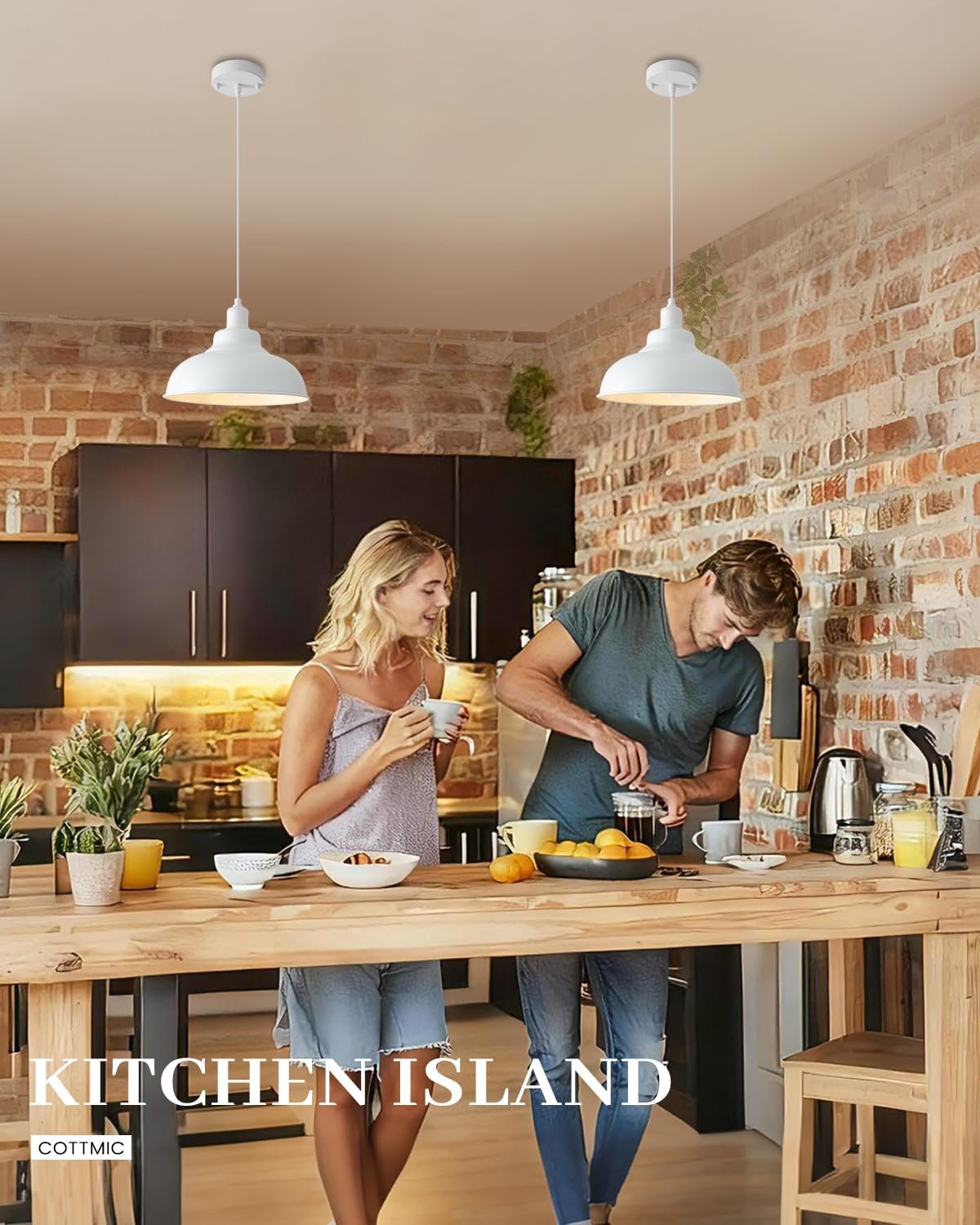 11.4" White Farmhouse Modern Pendant Light 2-Pack - Image 3