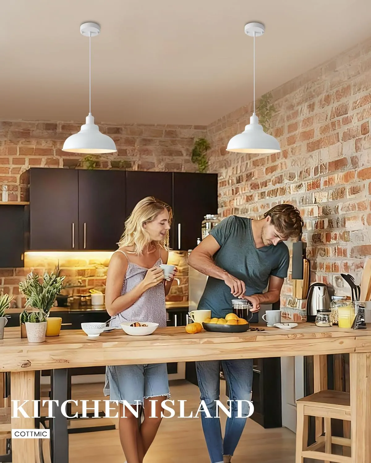 11.4" White Farmhouse Modern Pendant Light 2-Pack - Image 3