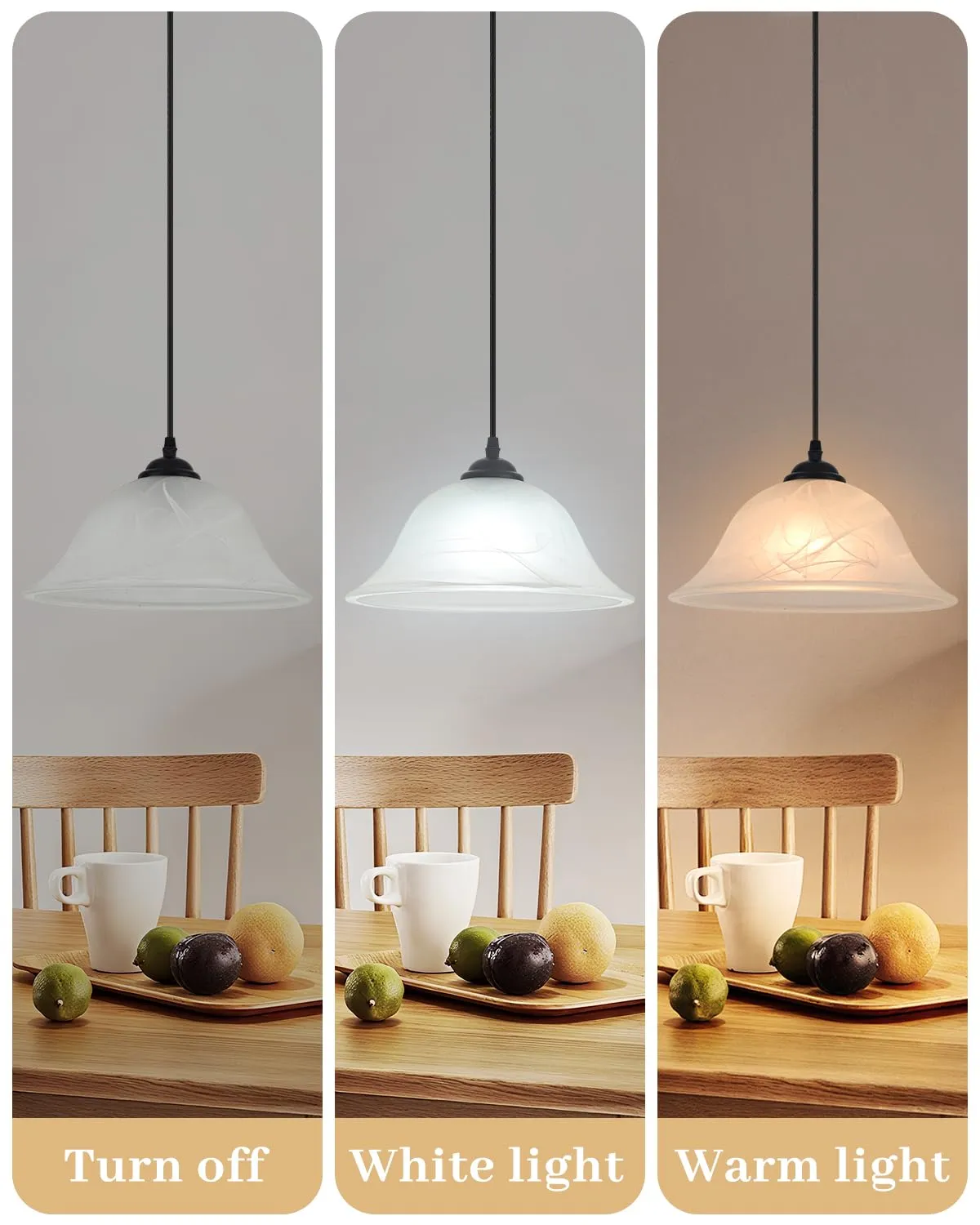 Black Farmhouse Alabaster Glass Pendant Light 11.8" - Image 7